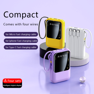 Power Bank Fast Charging With Cable Digital Display Portable Charger Small Power Bank