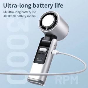 Latest Foldable Mini Digital Display Bladeless Handheld Fan Rechargeable, USB & Battery Operated, Outdoor Mini Air Cooler